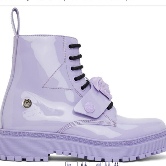 NEW Versace Lilac Lavender Light Purple Medusa Buckle Boots SIZE 40 - Picture 2 of 5